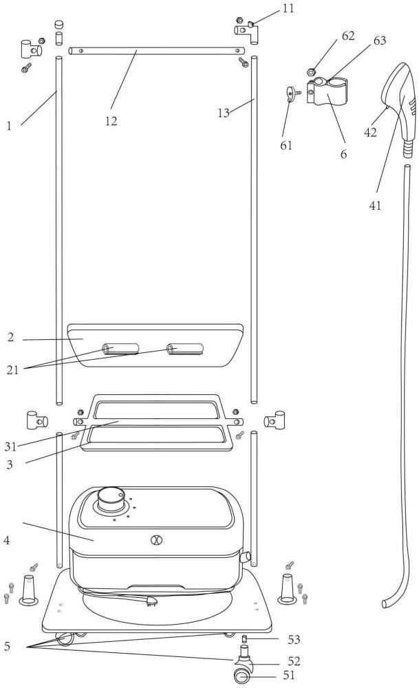 一種可移動的組裝式熨燙器衣掛一體式的架子